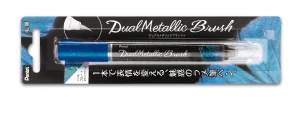 Pentel Dual Metallic Brush Pen - DC blue + metallic green