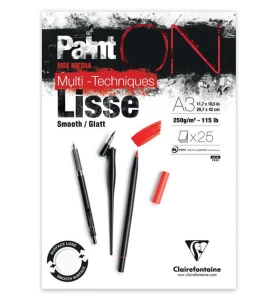Blok Clairefontaine Paint On Multi-Techniques 250 g/m2 - Lisse A3 - 25 ark.