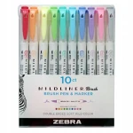 Zestaw dwustronnych pisaków Zebra Mildliner BRUSH Cool & Fluo - 10 kolorów