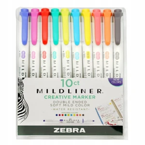 Zestaw dwustronnych pisaków Zebra Mildliner Refresh & Friendly - 10 kolorów