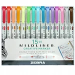 Zestaw dwustronnych pisaków Zebra Mildliner Cool & Fluo & Warm - 15 kolorów
