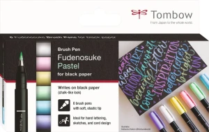 Zestaw Tombow Fudenosuke Brush Pen Soft - 6 pastelowych kolorów