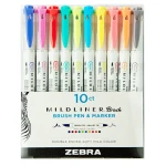 Zestaw dwustronnych pisaków Zebra Mildliner BRUSH Refresh & Friendly 79501 - 10 kolorów