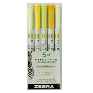 Zestaw dwustronnych pisaków Zebra Mildliner Yellow - 5 kolorów