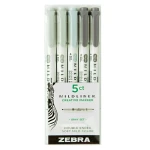 Zestaw dwustronnych pisaków Zebra Mildliner Gray - 5 kolorów