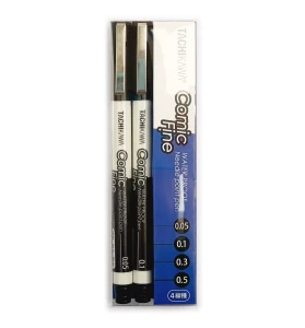 Tachikawa Comic Fine Pen - Set of 4 black pens
