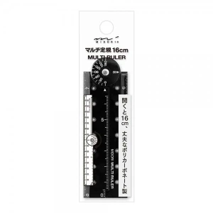 Midori Multi Ruler - plastic black - 16 cm