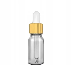 Szklana butelka z pipetą złoto-białą - 10 ml