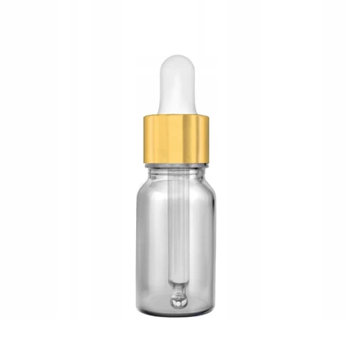 Szklana butelka z pipetą złoto-białą - 10 ml