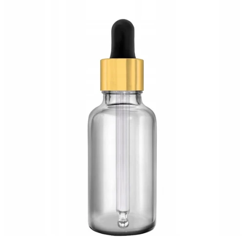 Szklana butelka z pipetą złoto-czarną - 30 ml