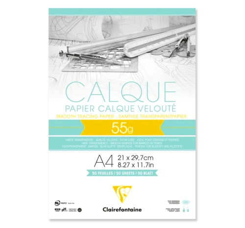 Kalka w bloku Clairefontaine A4 55 g - 50 ark.