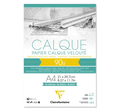 Kalka w bloku Clairefontaine A4 90 g - 50 ark.