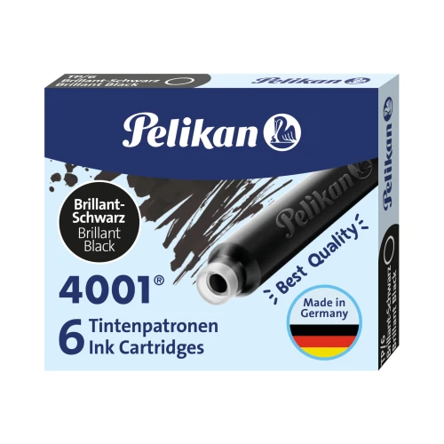Naboje krótkie Pelikan 4001 Brilliant Black - 6 szt.