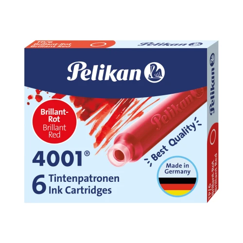 Naboje krótkie Pelikan 4001 Brilliant Red - 6 szt.
