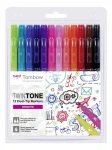 Zestaw 12 dwustronnych pisaków Tombow TwinTone - brights