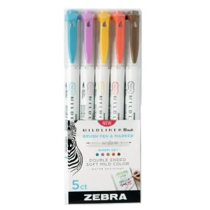 Zestaw dwustronnych pisaków Zebra Mildliner BRUSH Warm - 5 kolorów